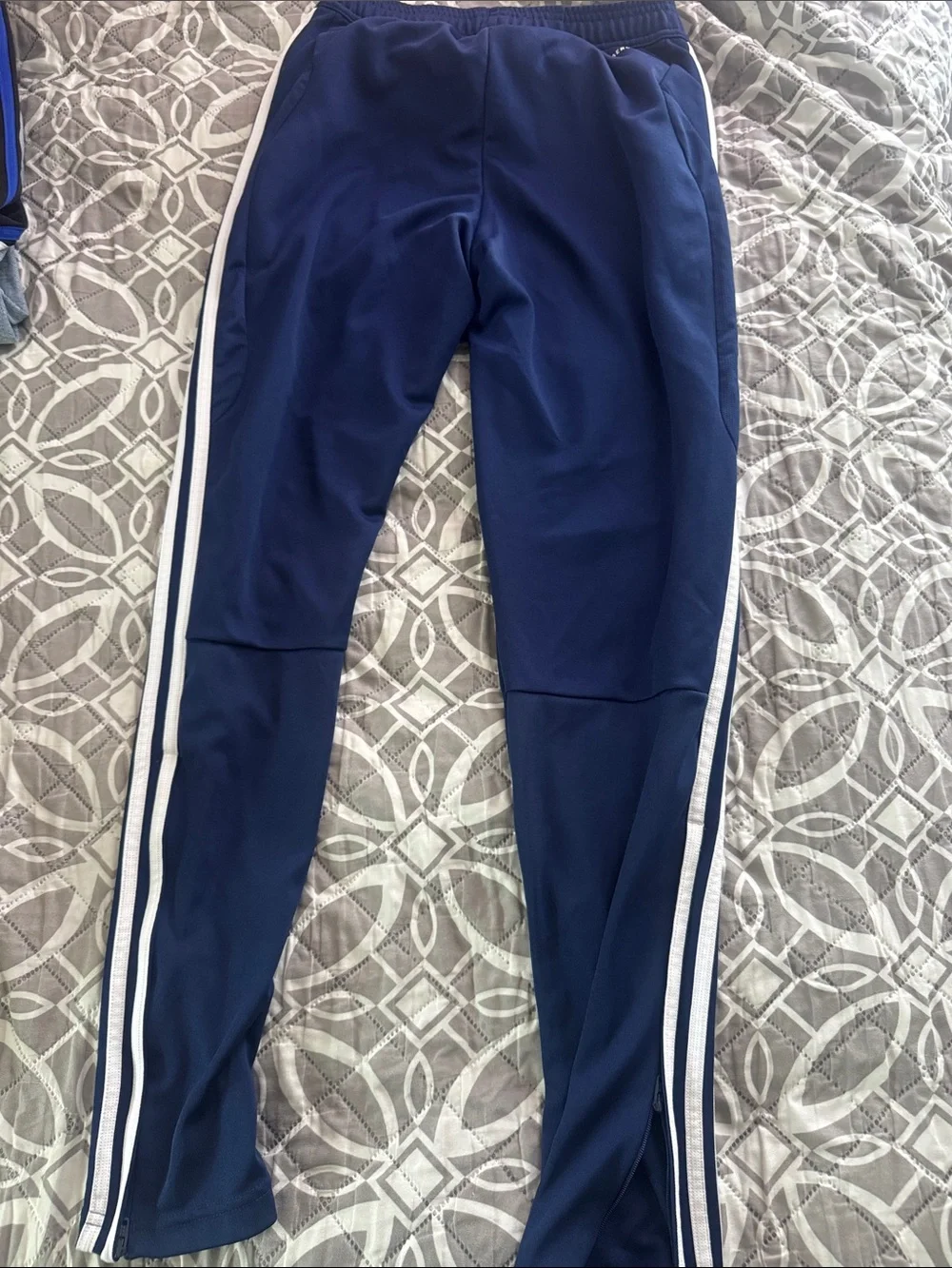 adidas Tiro Soccer Navy Jogger Sweatpants with White Stripes
